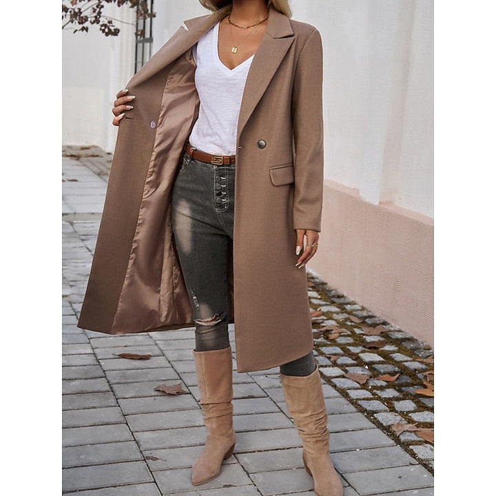 Ruby long straight coat with lapels – image 15