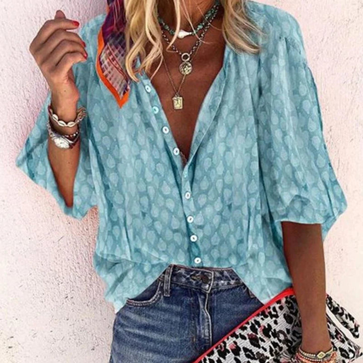 Zelda printed blouse in grey
