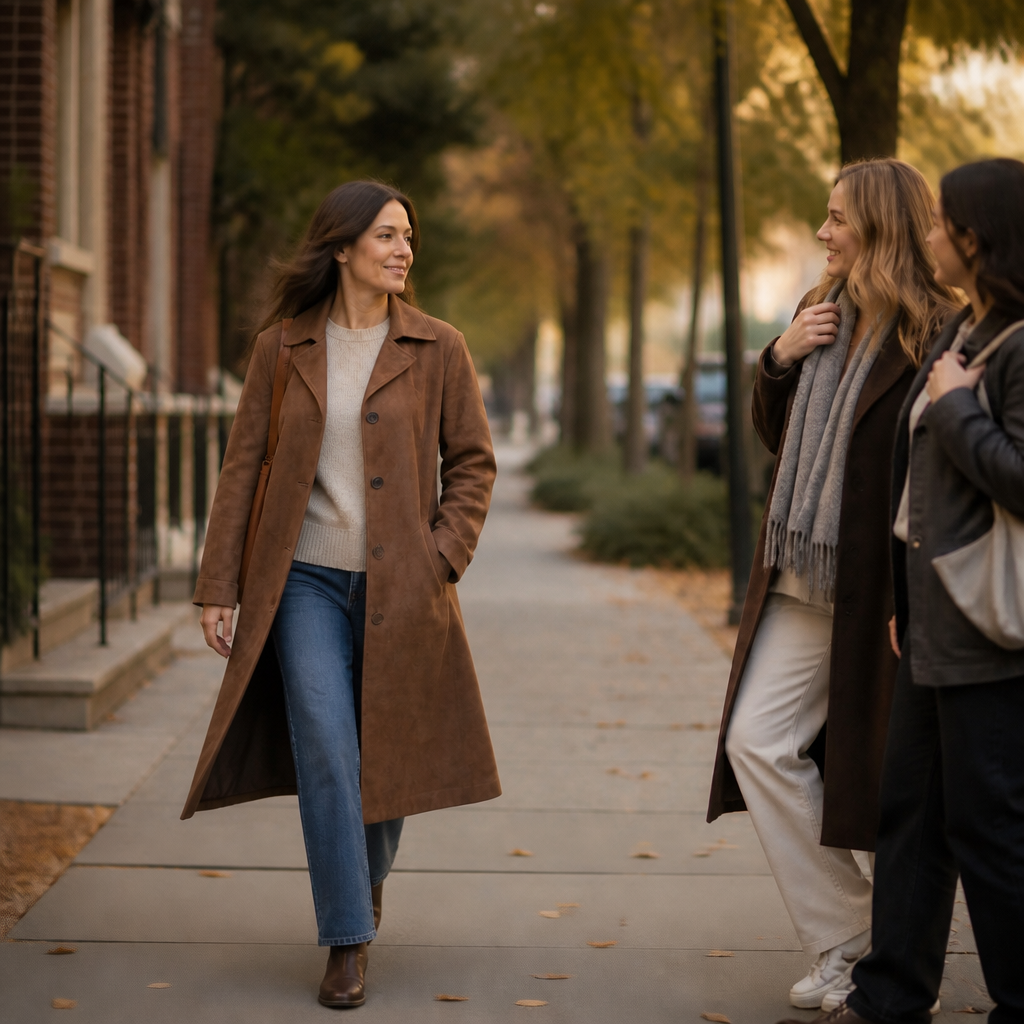 Rhonwen suede look longline coat – image 7