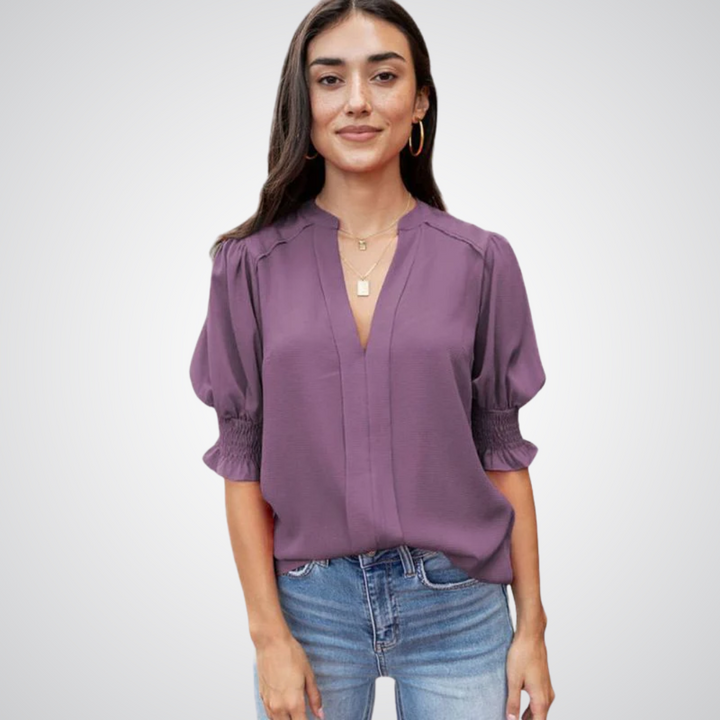 Anna printed V neck blouse – image 10