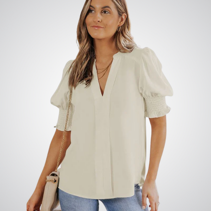 Anna printed V neck blouse – image 12