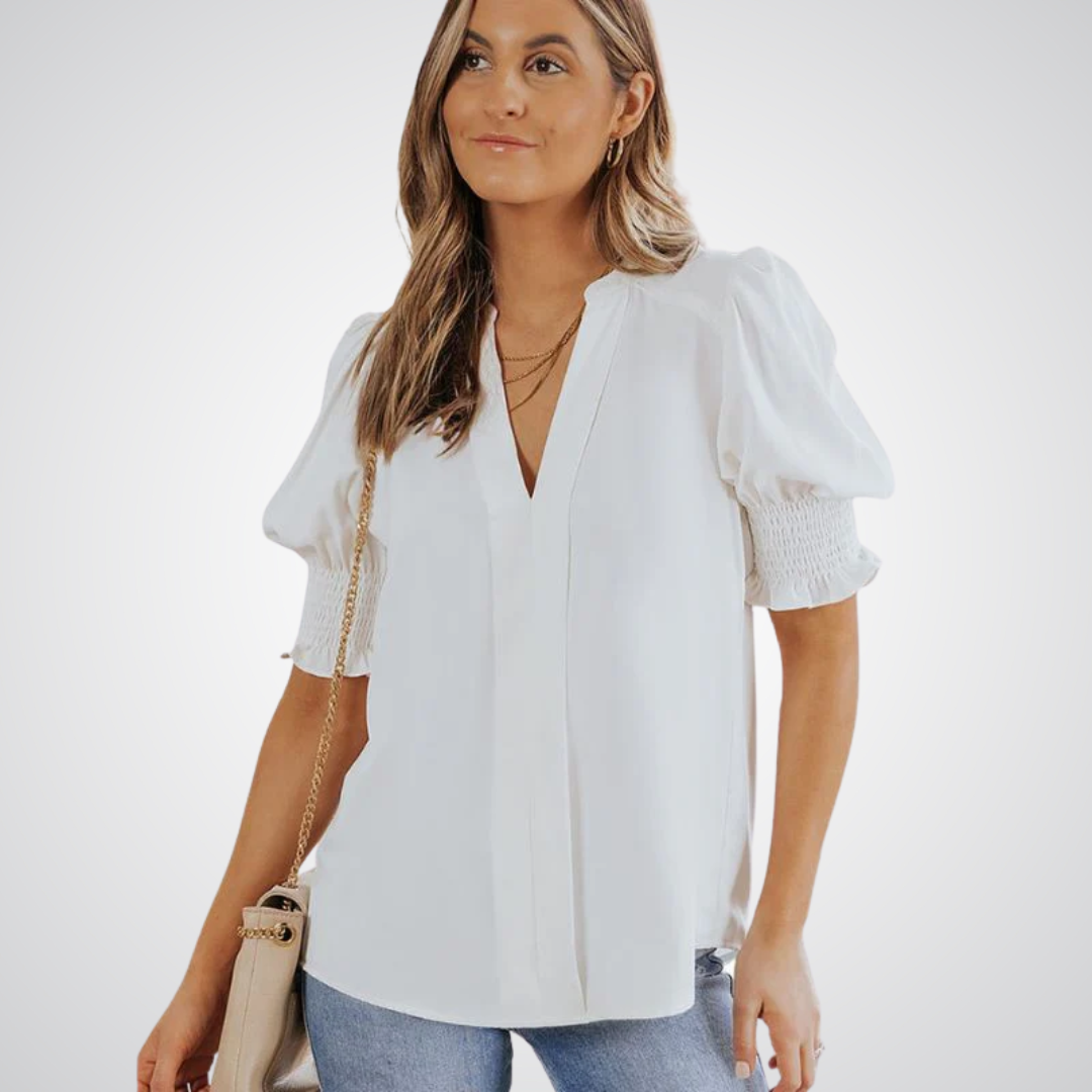 Anna printed V neck blouse – image 6