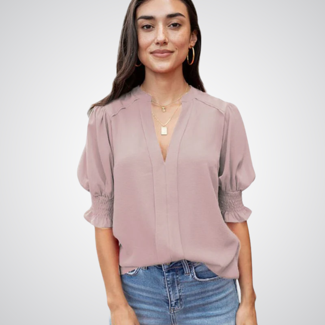 Anna printed V neck blouse – image 11