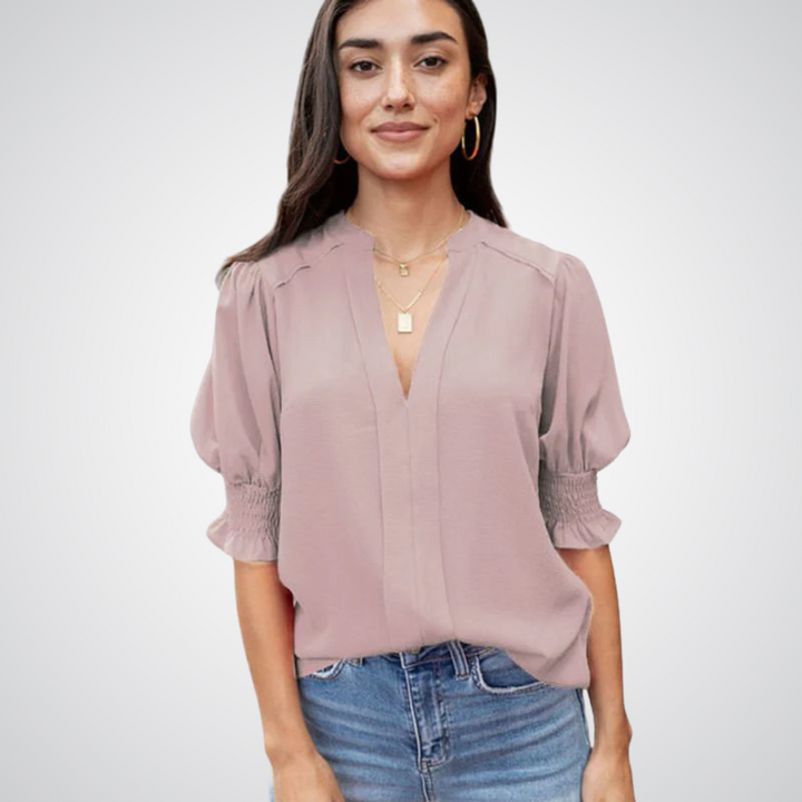 Anna printed V neck blouse – image 11