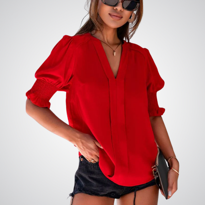 Anna printed V neck blouse – image 9