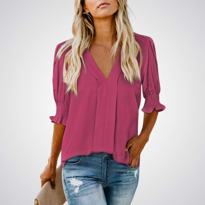 Anna printed V neck blouse – image 15