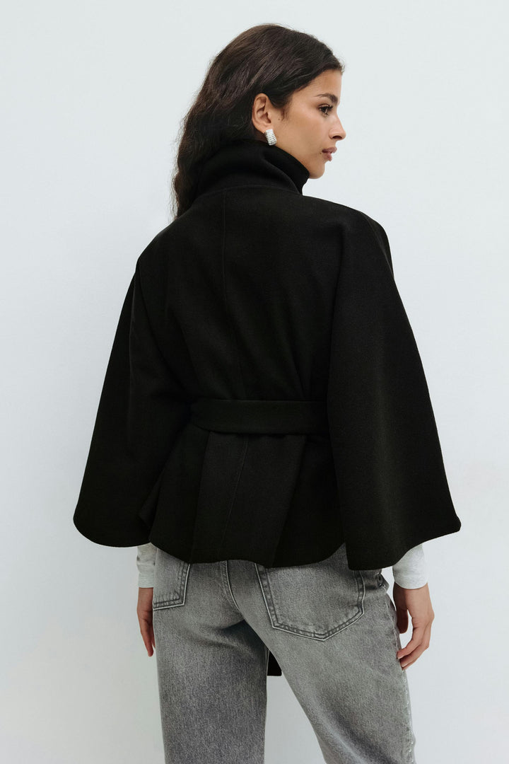 Aslaug belted cape coat with button front – image 14