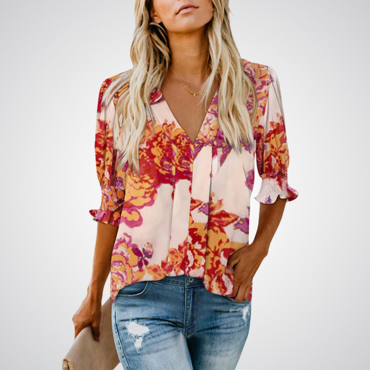 Anna printed V neck blouse – image 2