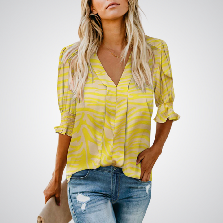 Anna printed V neck blouse – image 16