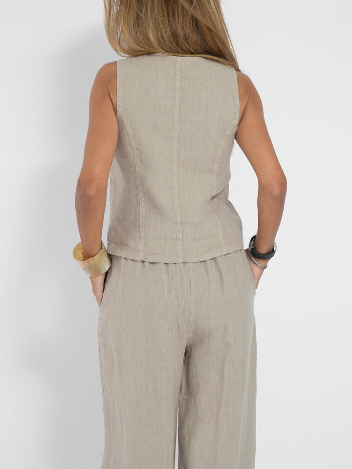 Leontine button waistcoat and wide leg trouser set – image 7