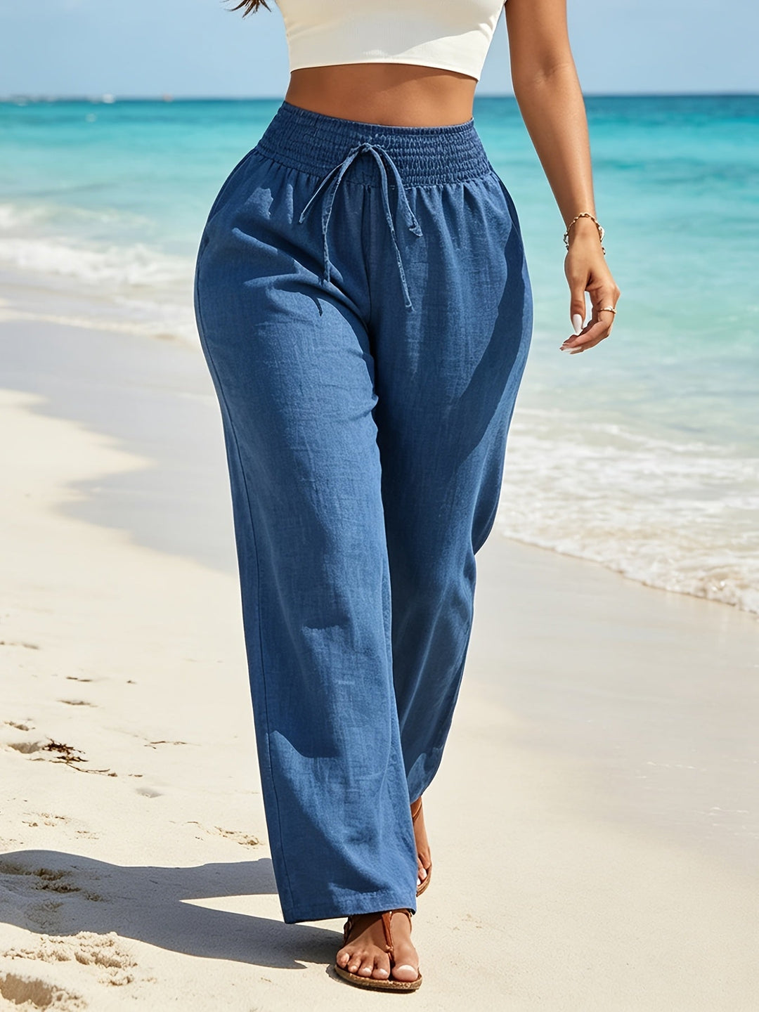 Azalea flowing high waist wide leg trousers – image 2