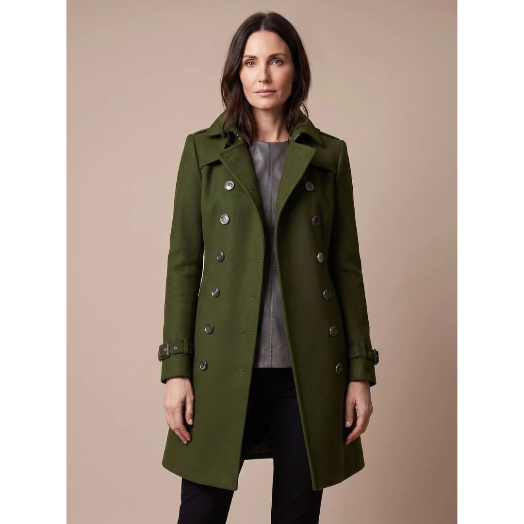 Cataleya double breasted trench coat in blue