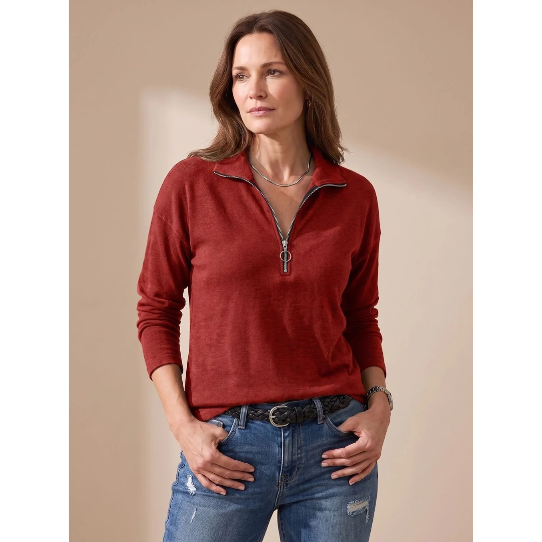 Catrina half zip jumper in red