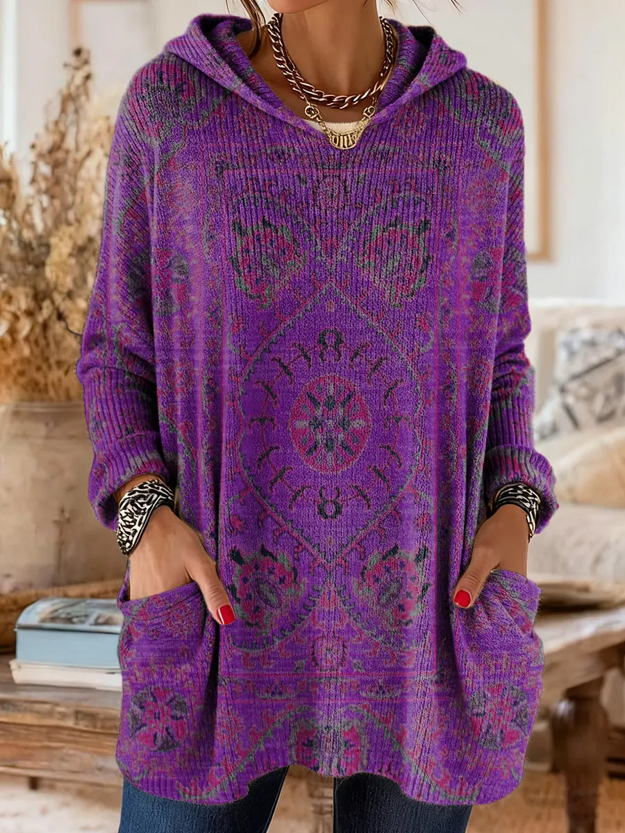 Elise hooded boho print knit tunic jumper – image 4