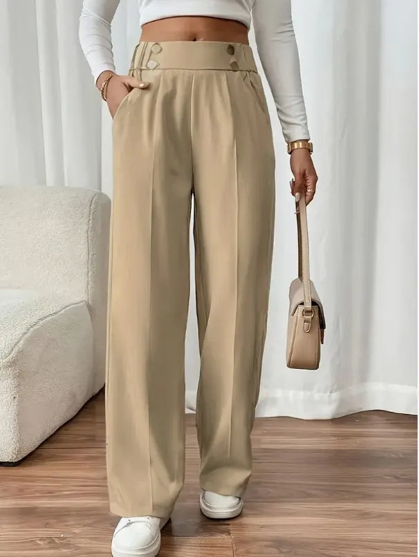 Eleonora high waist wide leg trousers with statement buttons – image 11