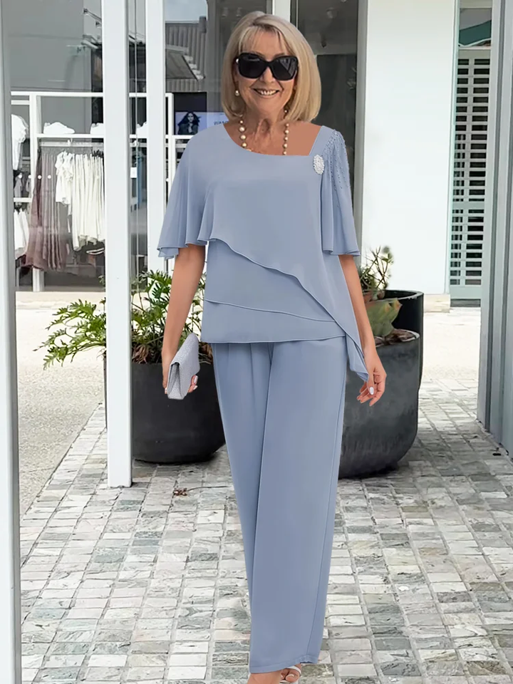 Doris evening top and wide leg trousers set