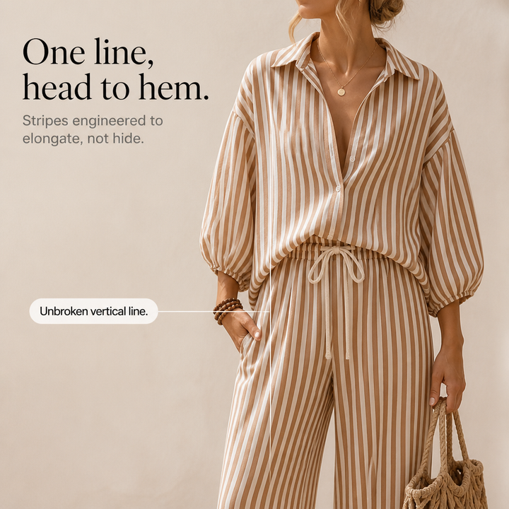 Ebba striped two piece set with lantern sleeves – image 7
