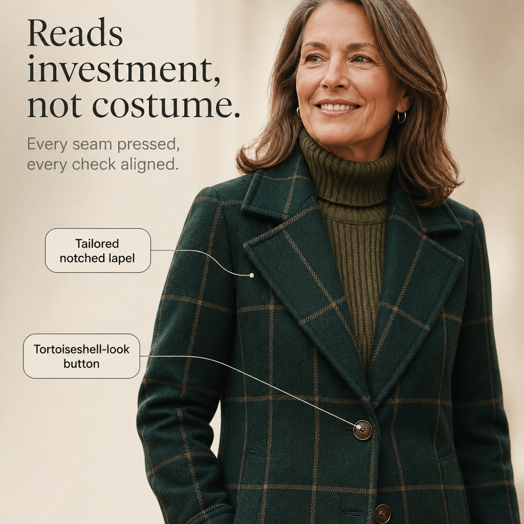 Imelda Elegant Oversized Plaid Wool Look Coat - image 6