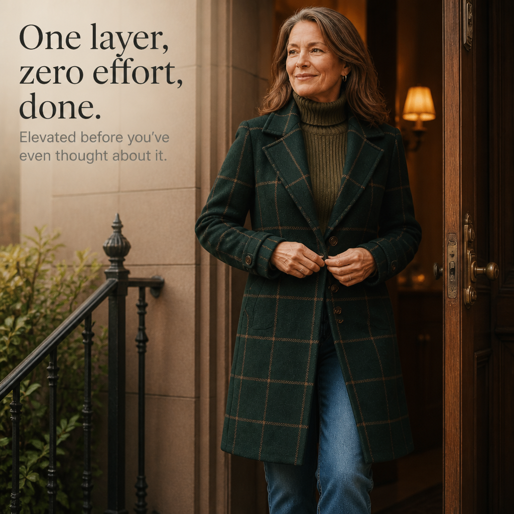 Imelda Elegant Oversized Plaid Wool Look Coat - image 10
