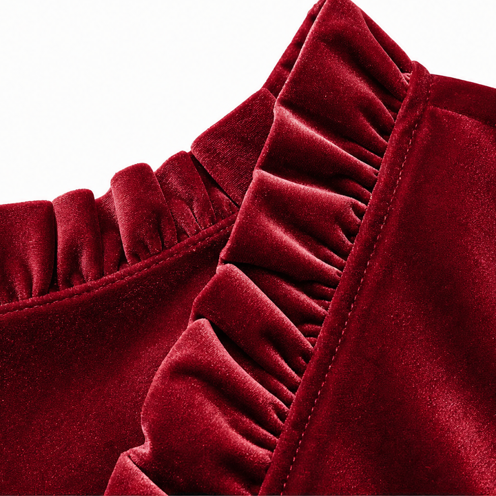 Allegra Elegant Ruffled V Neck Velvet Blouse - image 7