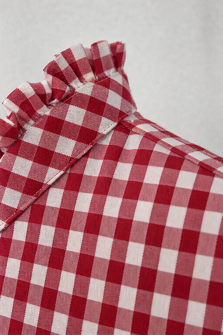 Madeleine ruffled collar check blouse – image 6