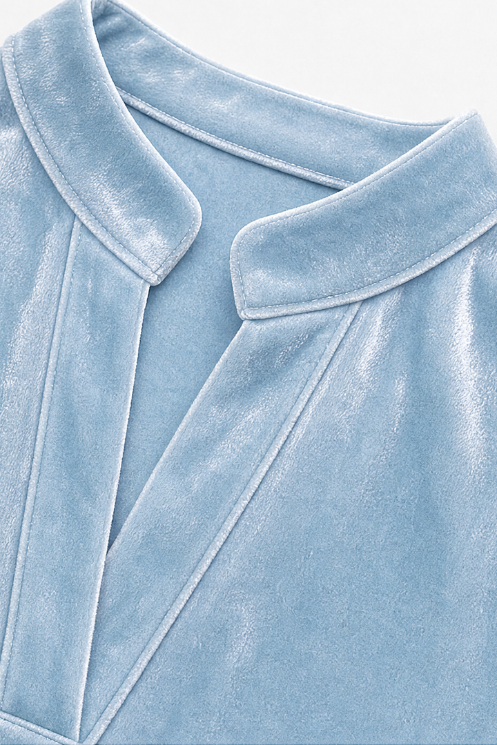 Unni velvet look V neck blouse – image 8
