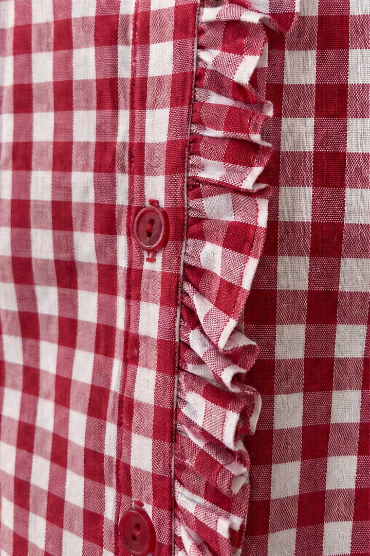 Madeleine ruffled collar check blouse – image 7