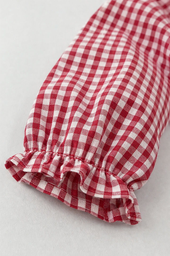 Madeleine ruffled collar check blouse – image 8