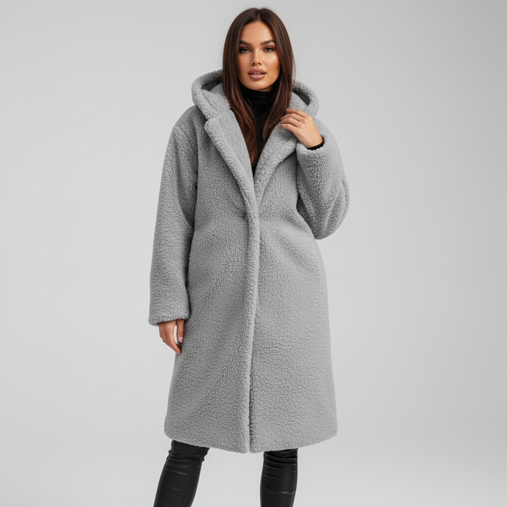 Aurore long hooded teddy coat – image 2