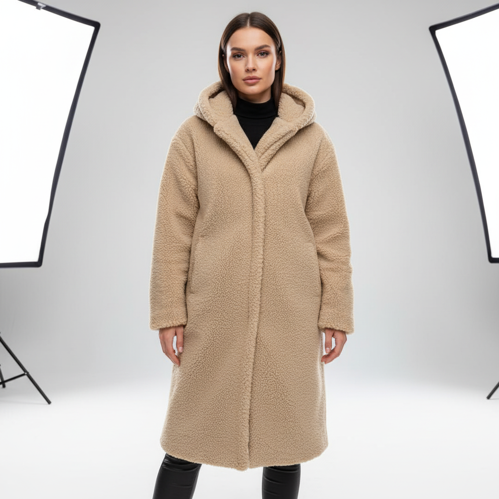 Aurore long hooded teddy coat – image 4