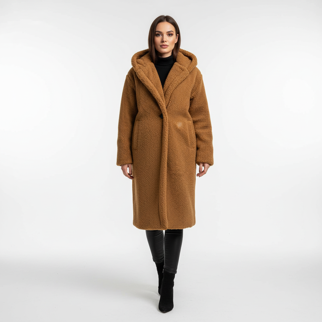 Aurore long hooded teddy coat – image 6