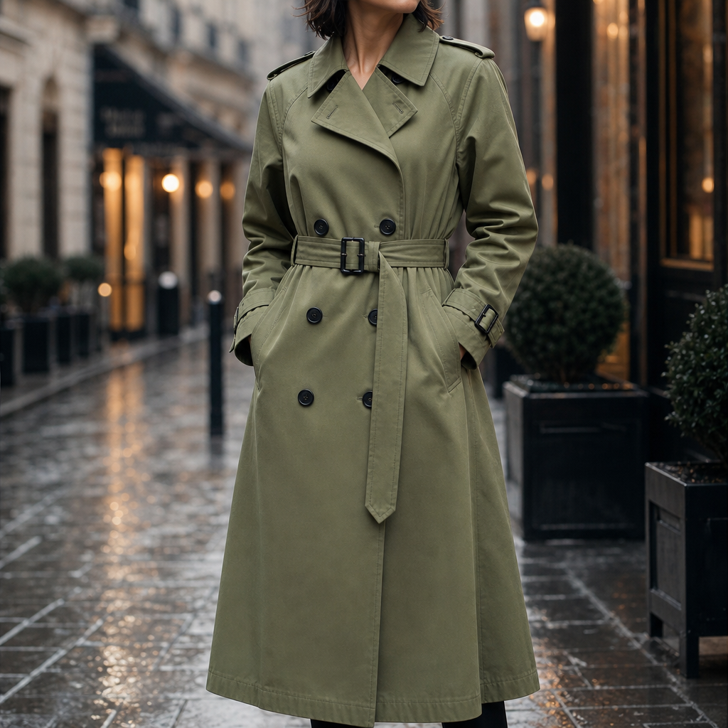 Lettice long double breasted trench coat