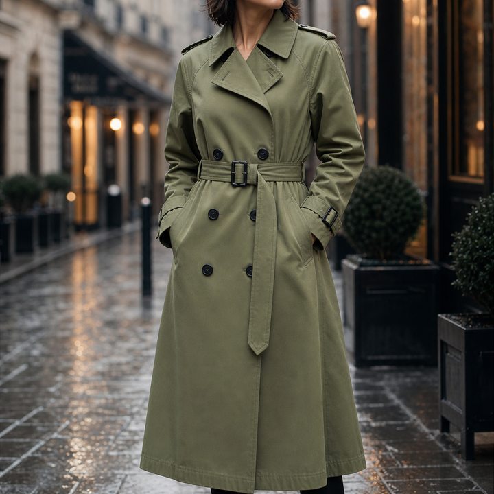 Lettice long double breasted trench coat