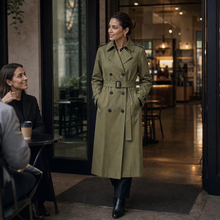 Lettice long double breasted trench coat – image 6