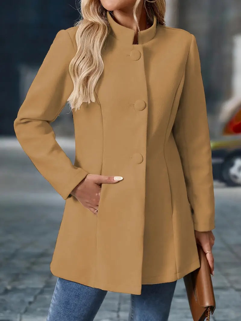 Rosie stand collar coat with decorative buttons – image 16