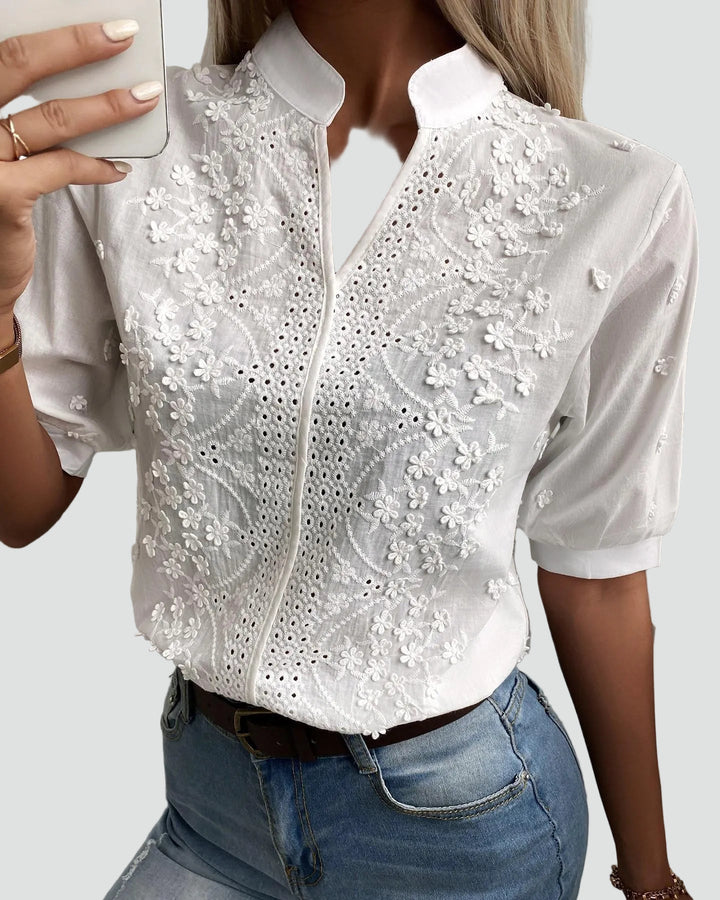 Lillian white embroidered blouse, back view