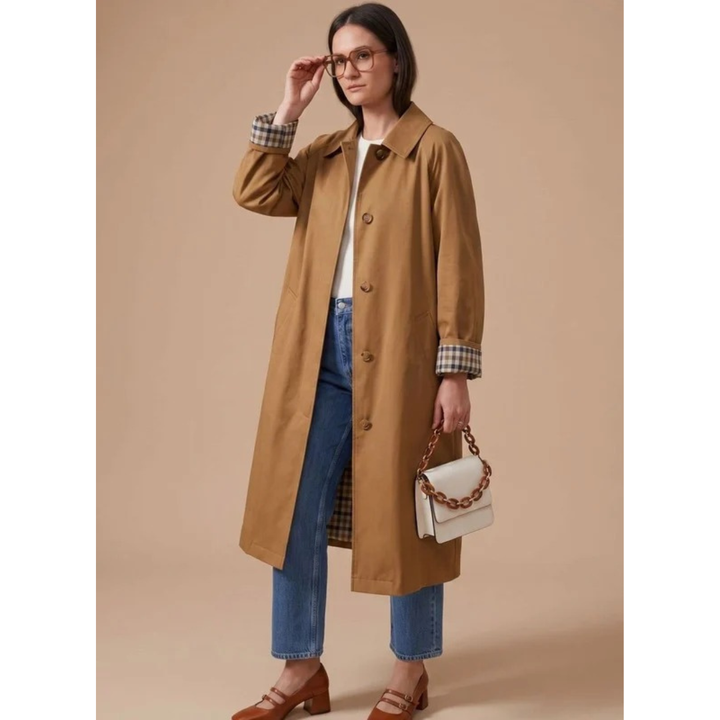 Damaris long trench coat in black