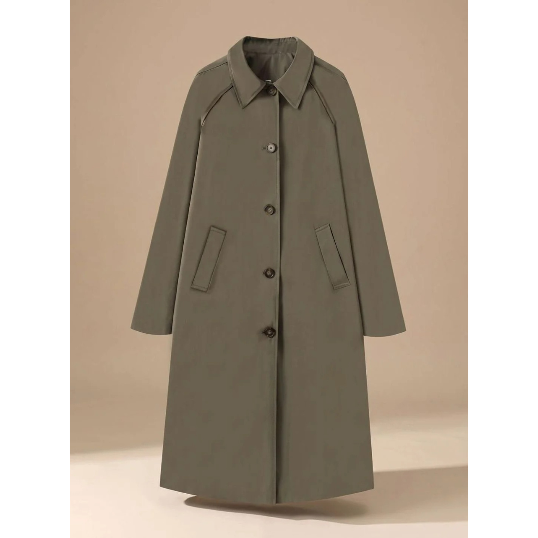 Damaris long trench coat in light beige