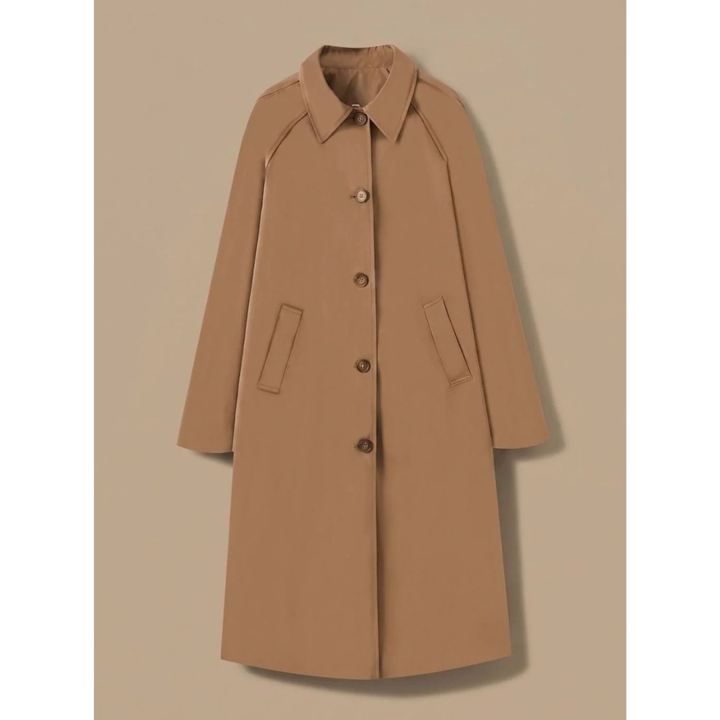 Damaris long trench coat in olive green