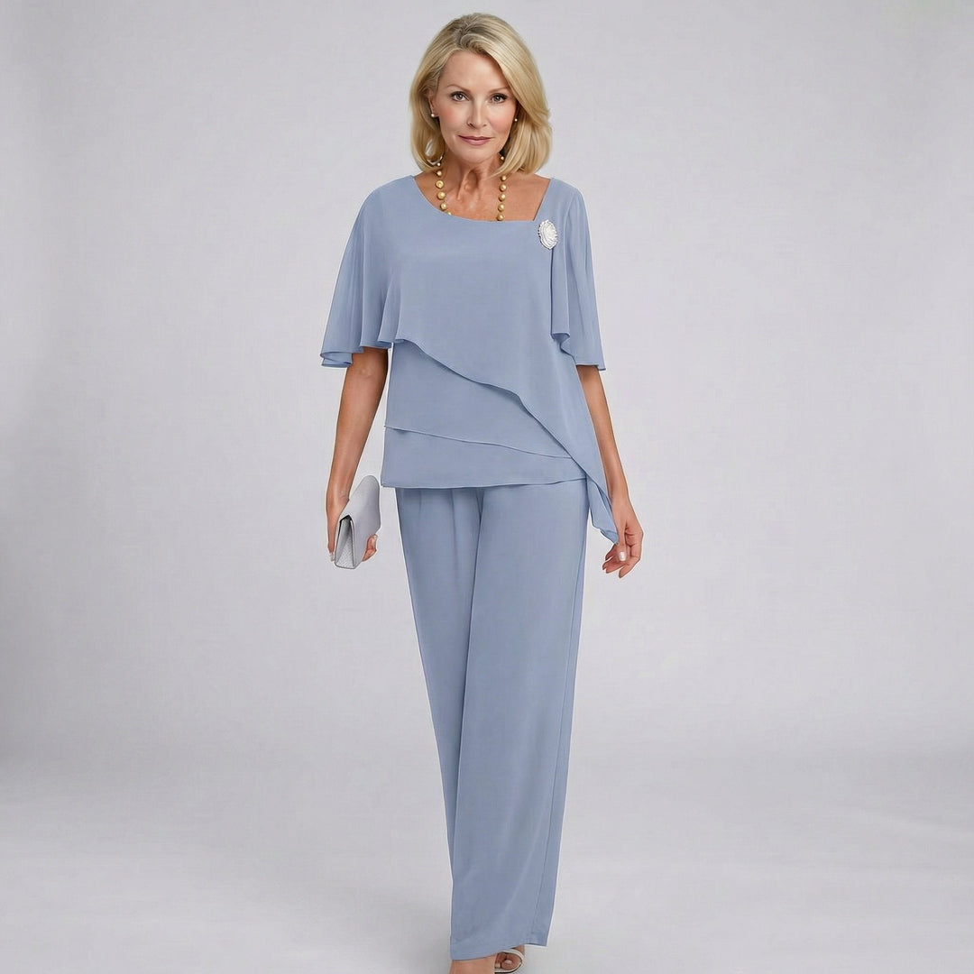 Cinzia cape sleeve wide leg trouser set
