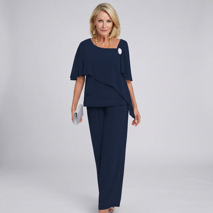 Cinzia cape sleeve wide leg trouser set – image 2