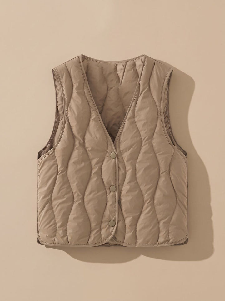 Elfriede | Elegant V Neck Quilted Gilet