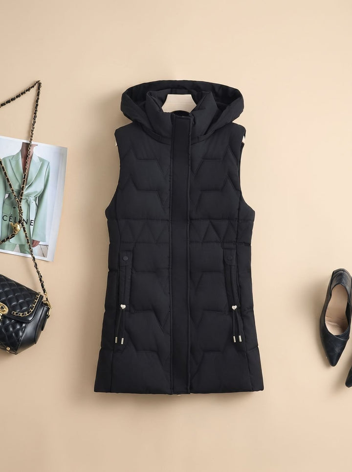 Lena | Elegant Longline Hooded Quilted Gilet