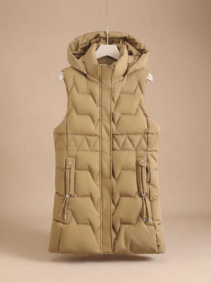 Lena | Elegant Longline Hooded Quilted Gilet