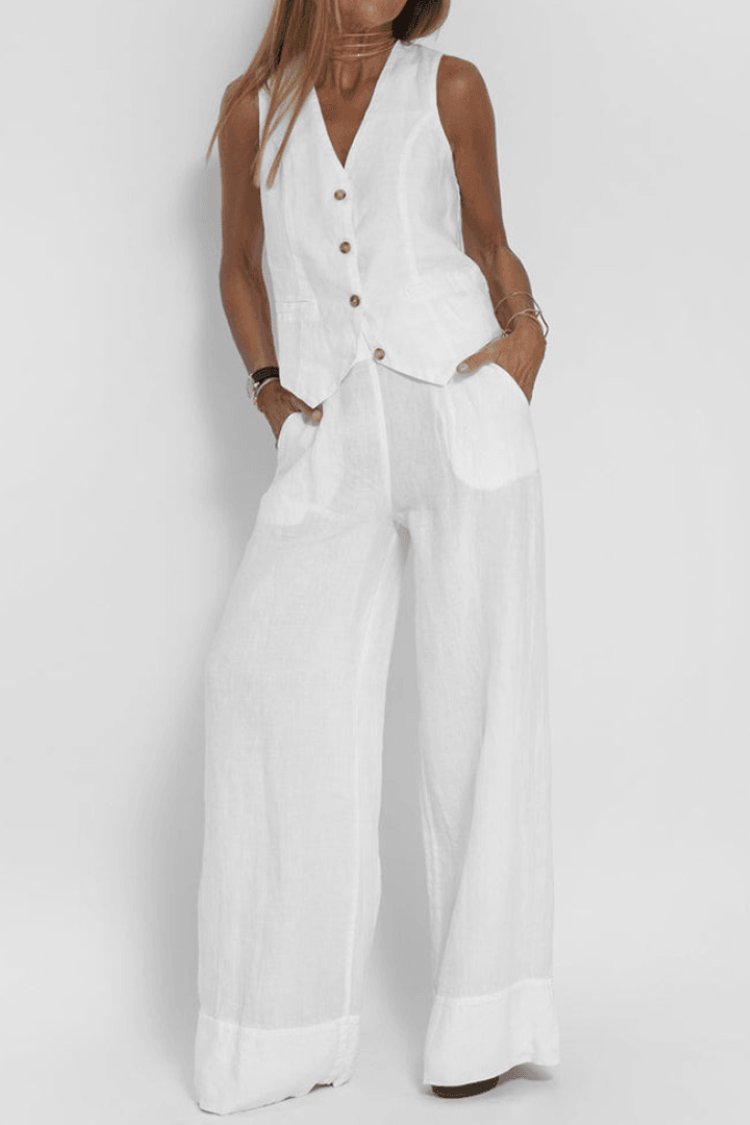 Charlotte sleeveless waistcoat and wide leg trousers co-ord – image 3