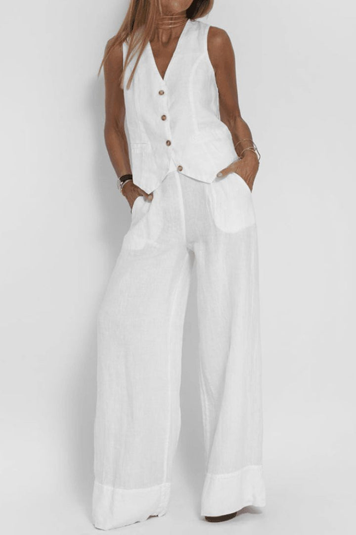 Charlotte sleeveless waistcoat and wide leg trousers co-ord – image 3