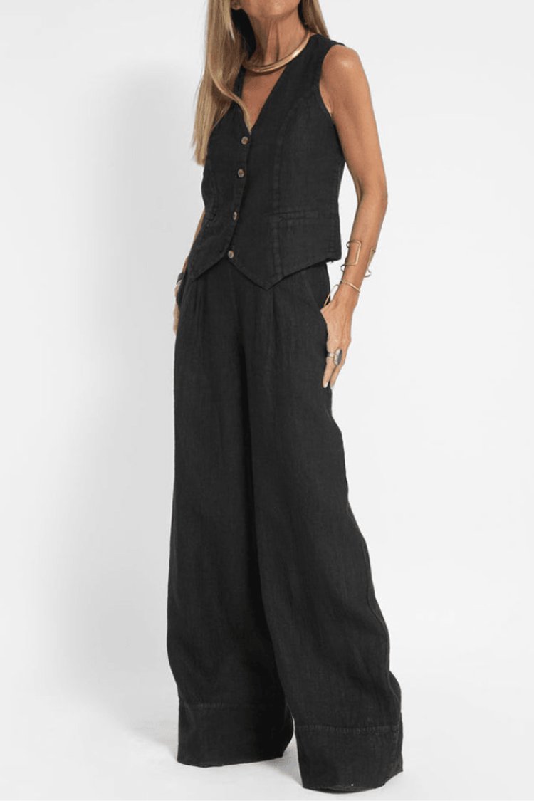 Charlotte sleeveless waistcoat and wide leg trousers co-ord – image 4