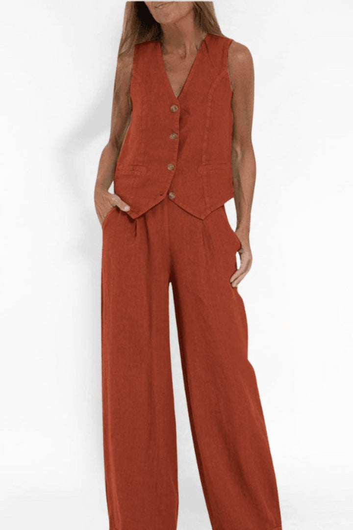 Charlotte sleeveless waistcoat and wide leg trousers co-ord – image 5