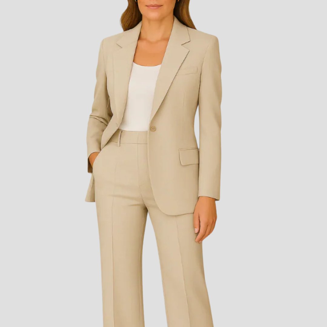 Grace crepe trouser suit with single button blazer