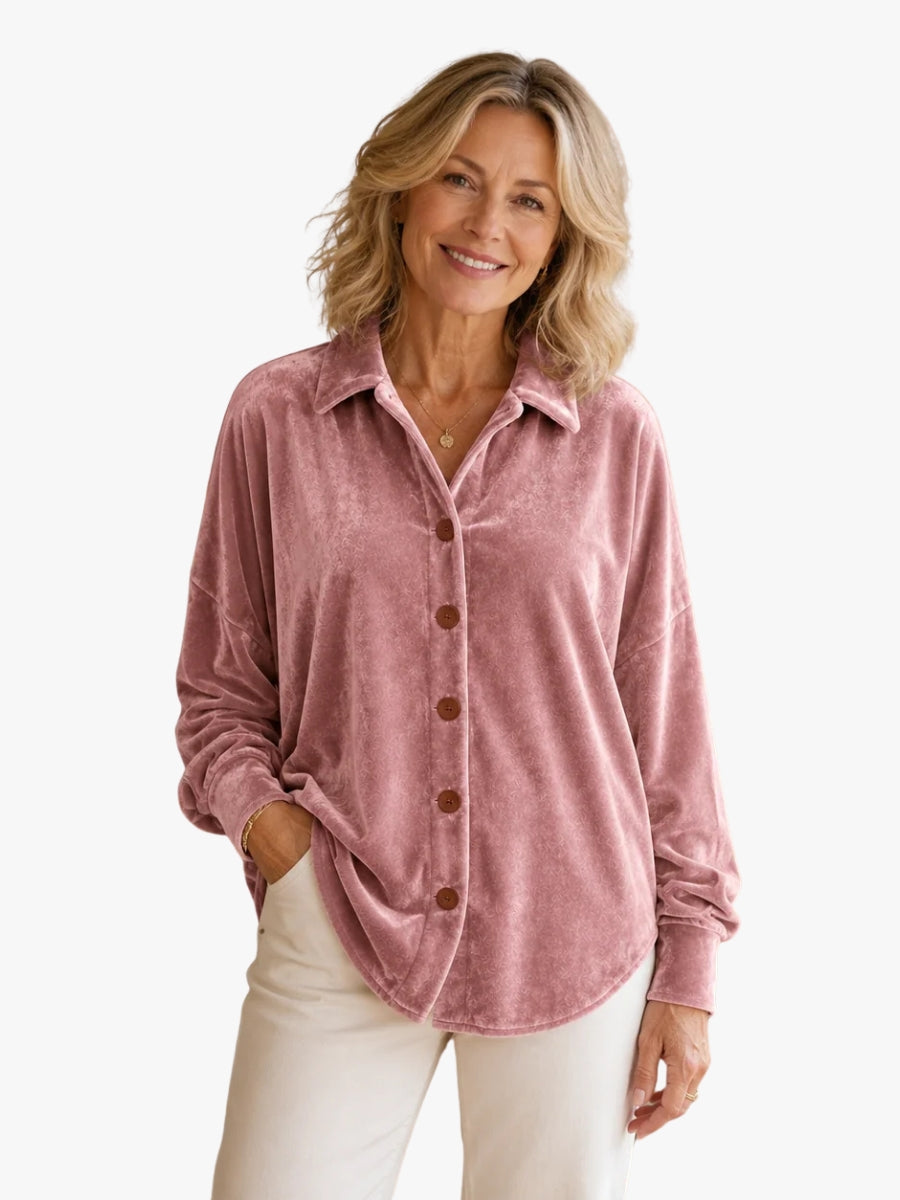 Mathilde oversized velvet shirt with buttons